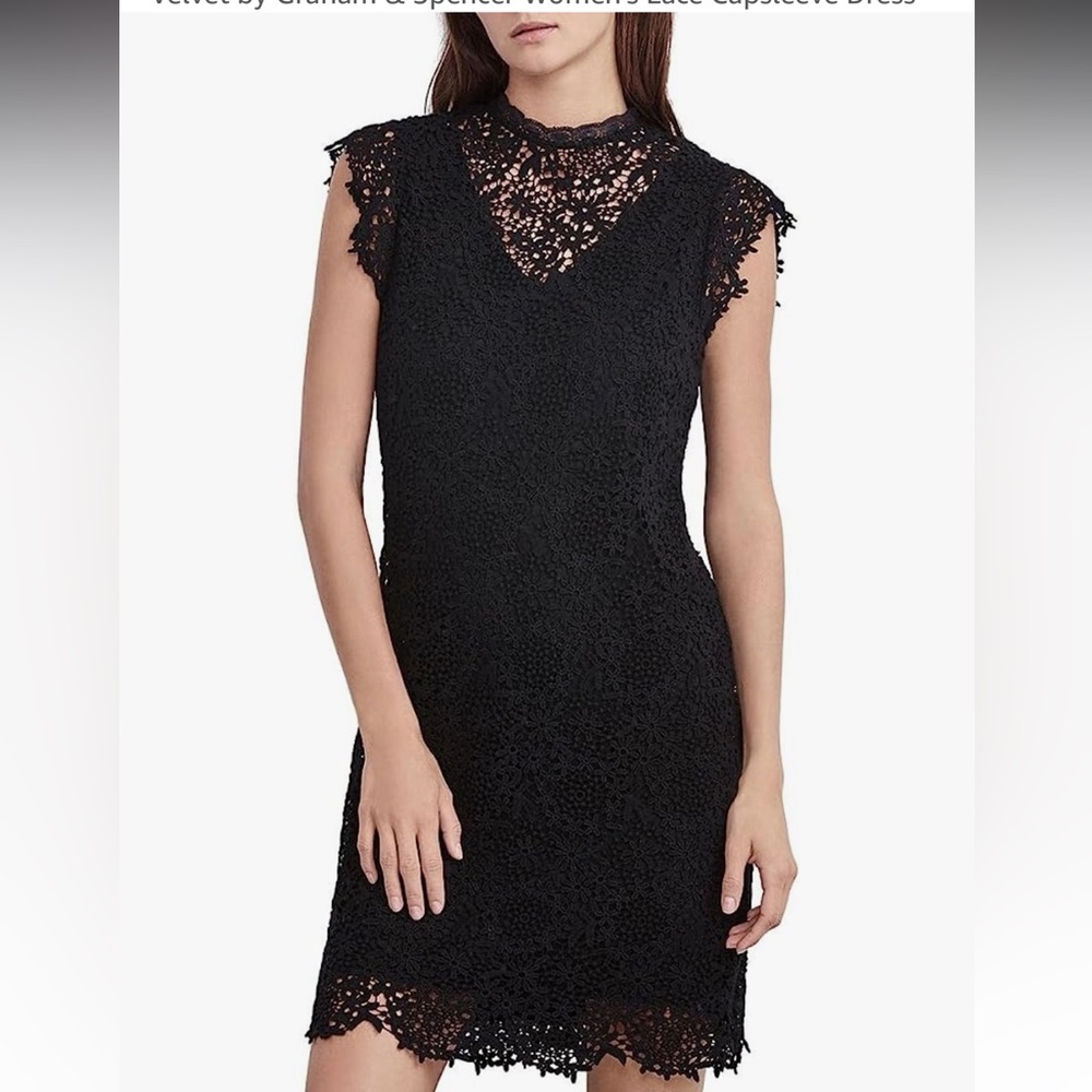 Velvet by Graham & Spencer Women's Lace Capsleeve Dress Size L